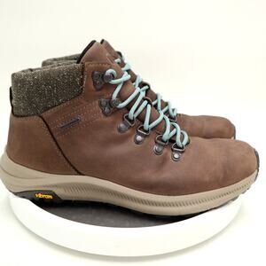Merrell Ontario Mid Vibram Women Size 9 Hiking Boots Shoes Lace Up Brown Leather